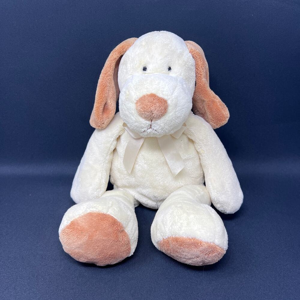 First Impressions Puppy Dog‎ Plush Floppy Bow Cream Yellow Tan 15" Lovey
